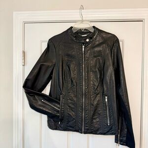 Leather Jacket- Worthington Black Leather Jacket for Women